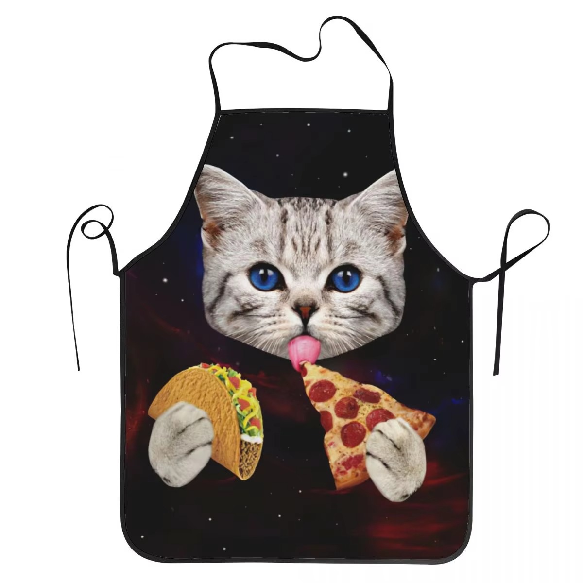 Home Cooking Services - 1PC Unisex Space Pizza Cat Apron