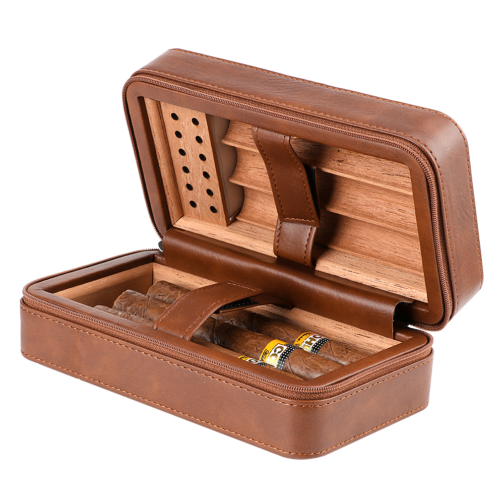 Smoker Box Wood Chip - Xifei 6-Slot PU Cigar Case Travel