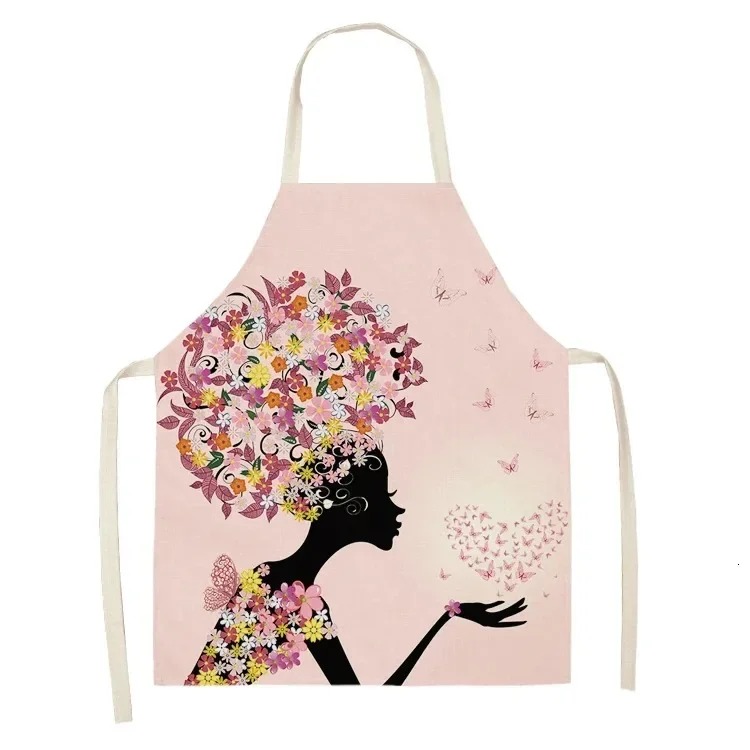 Home Cooking Services - Women Kitchen Apron Floral Girl Silhouette