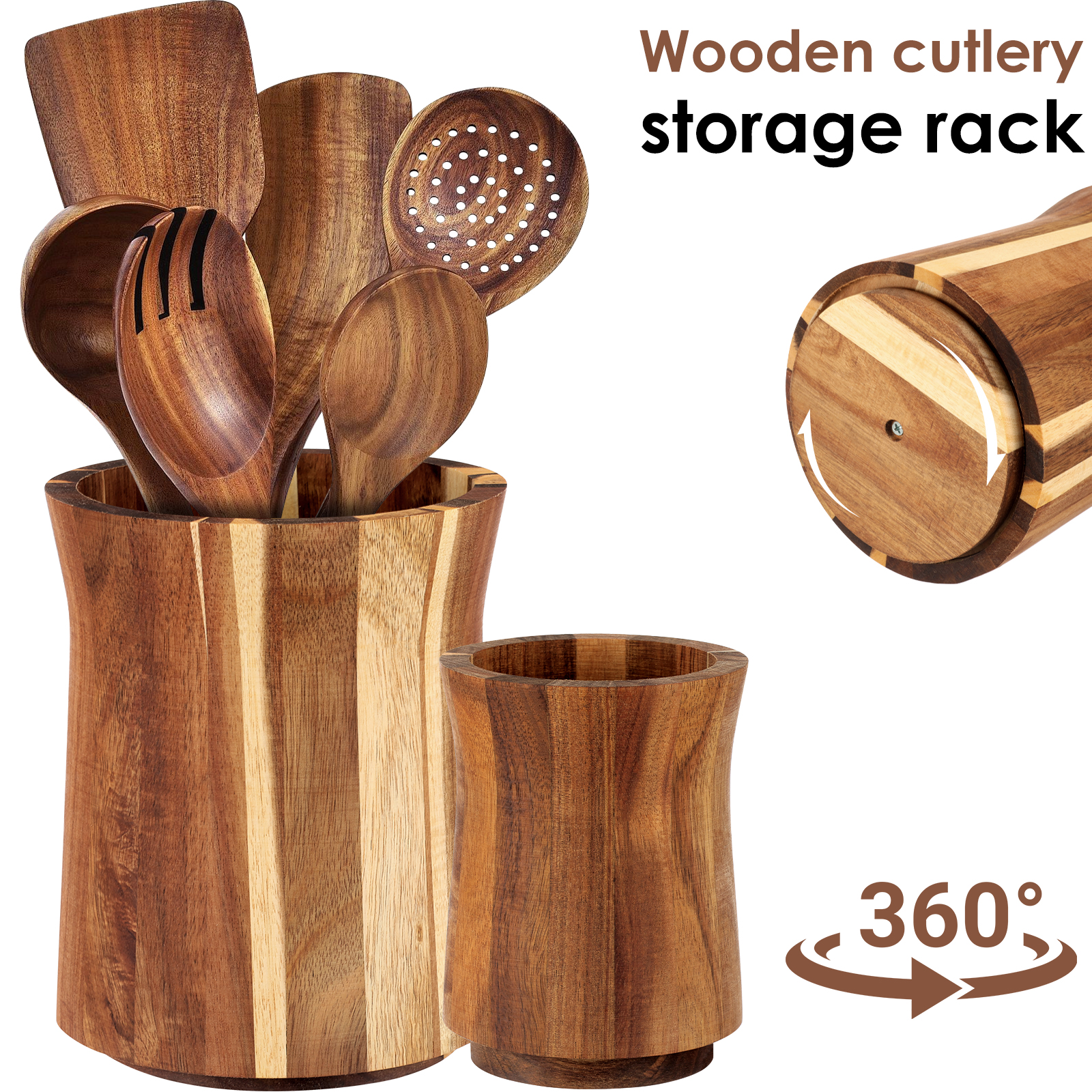 Home Cooking Services - 360° Rotating Utensil Holder Wood Kitchen