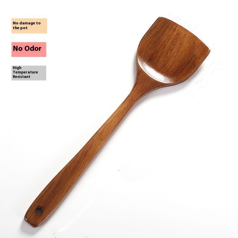 Home Cooking Cookbook - Wooden Spatula Long Handle Heat Resistant