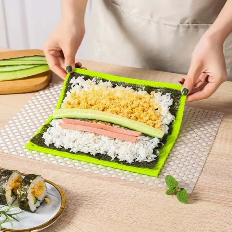 Sushi Mat Bamboo - Reusable Silicone Sushi Roller Bamboo Pattern