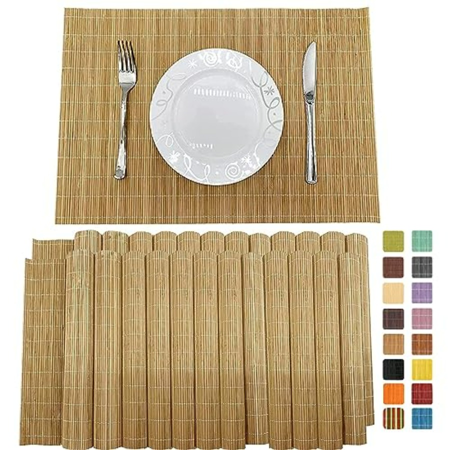 Sushi Mat Bamboo - Set of 24 Bamboo Placemats 17.7X11.8Inch