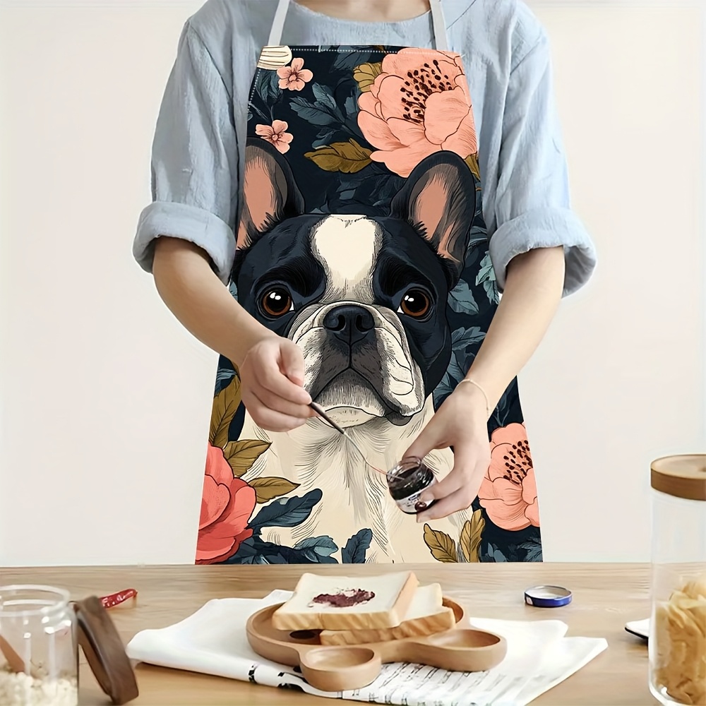 French Bulldog Floral Apron -  - Home Cooking Ideas avaliação e preço