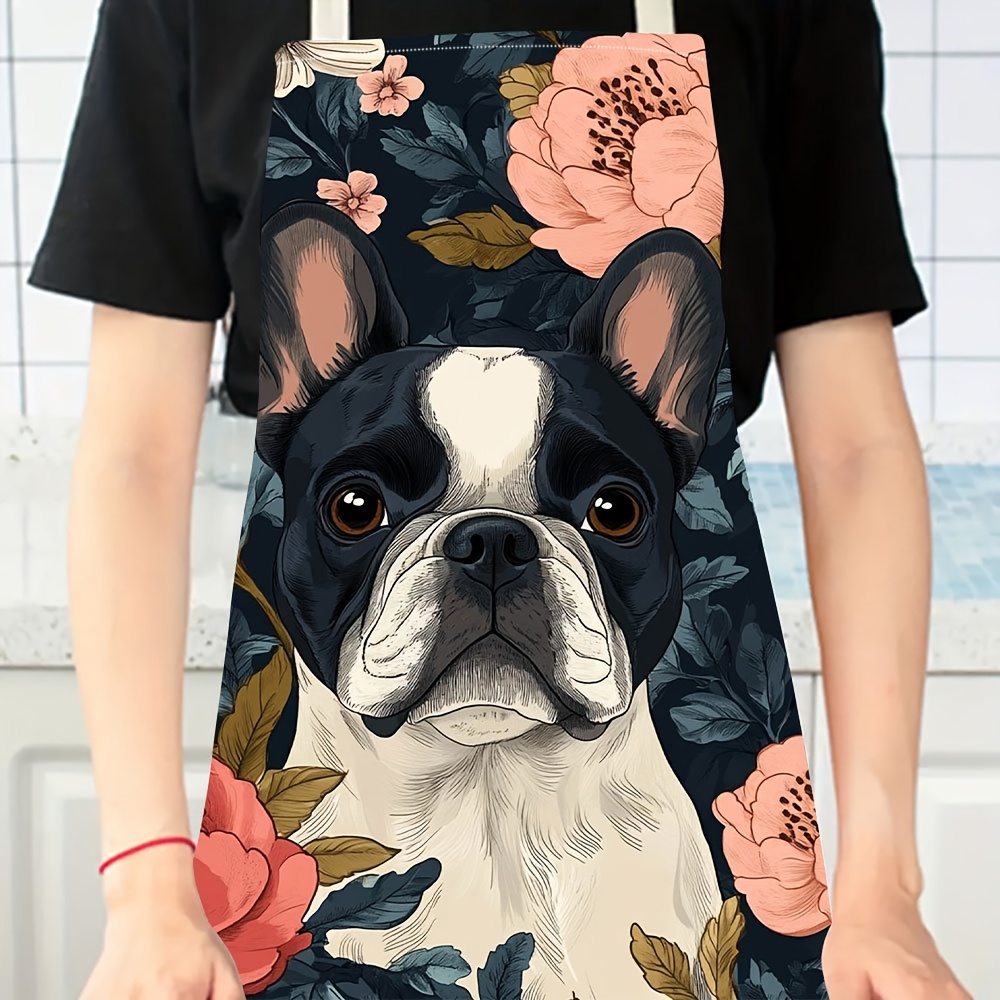 French Bulldog Floral Apron -  - Home Cooking Ideas avaliação e preço