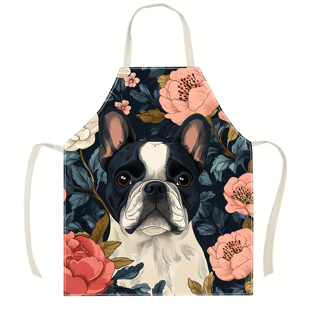 French Bulldog Floral Apron -  - Home Cooking Ideas avaliação e preço