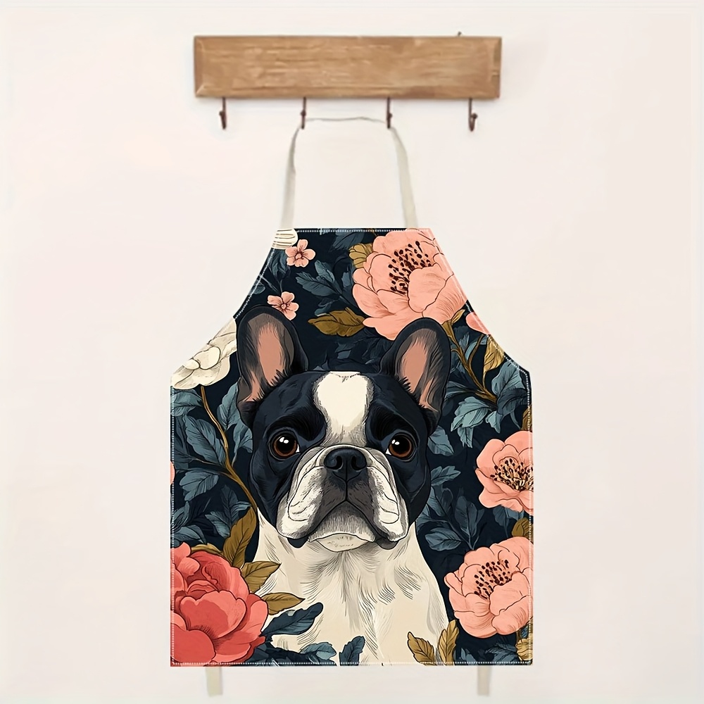 French Bulldog Floral Apron -  - Home Cooking Ideas avaliação e preço