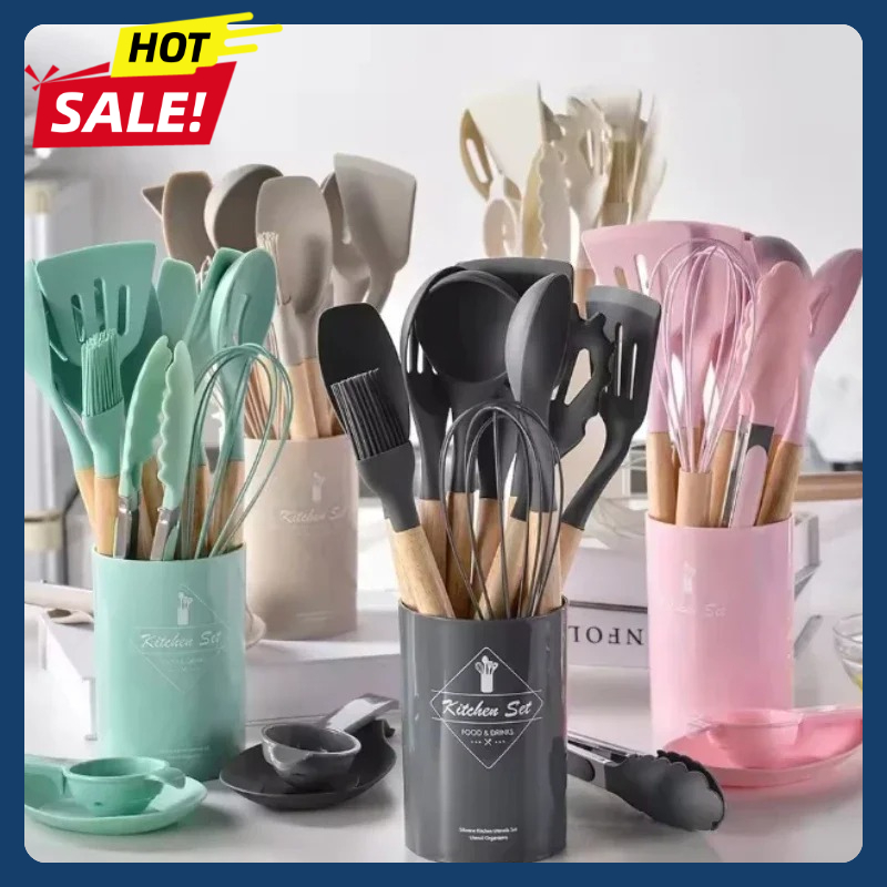 12Pcs Silicone Utensils Set No - Home Cooking Cookbook avaliação e preço