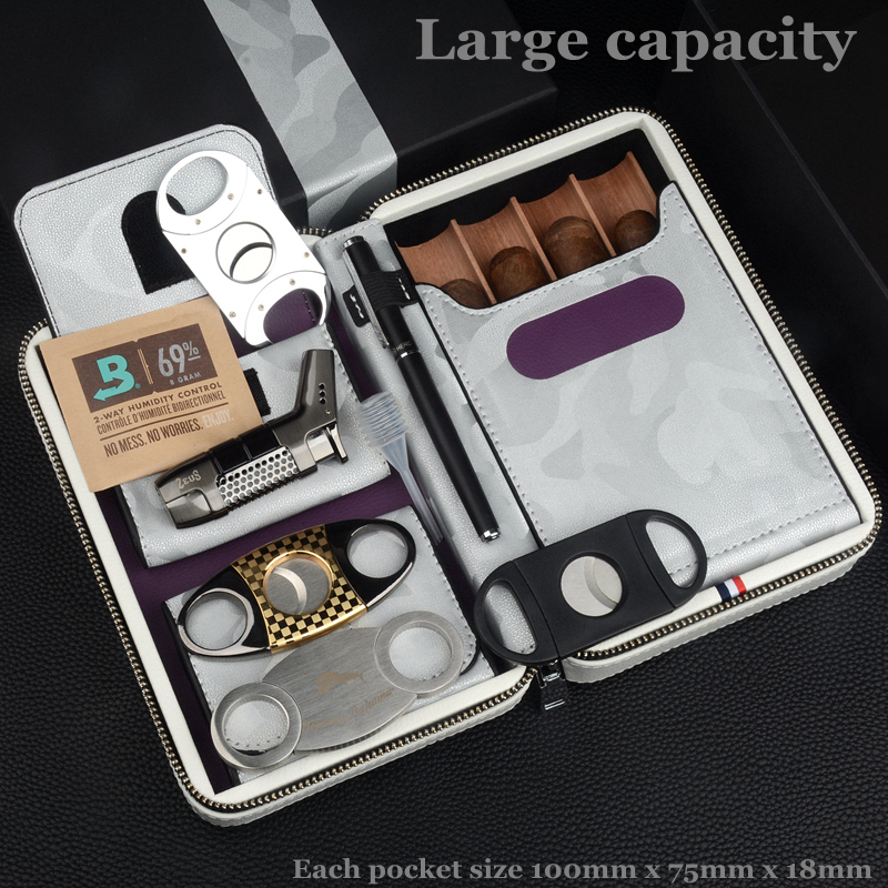 Travel Cigar Case Leather Ciga - Smoker Box Wood Chip avaliação e preço