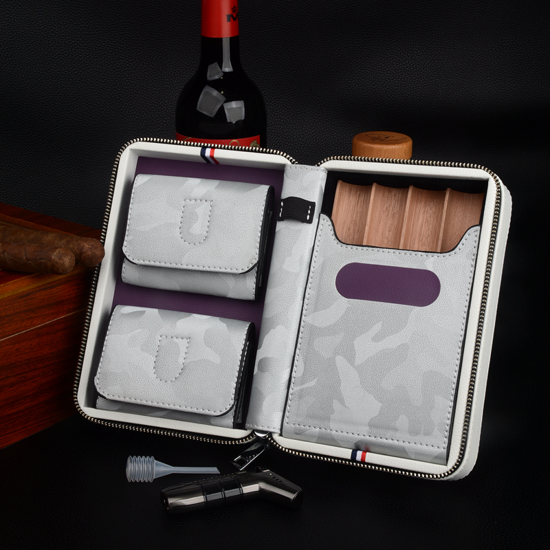 Travel Cigar Case Leather Ciga - Smoker Box Wood Chip avaliação e preço