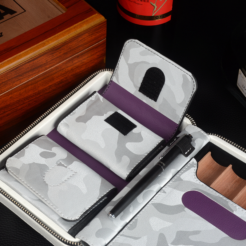 Travel Cigar Case Leather Ciga - Smoker Box Wood Chip avaliação e preço