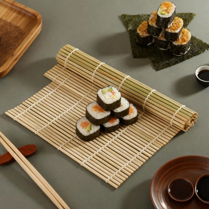 Natural Bamboo Sushi Mat Squar - Sushi Mat Bamboo avaliação e preço