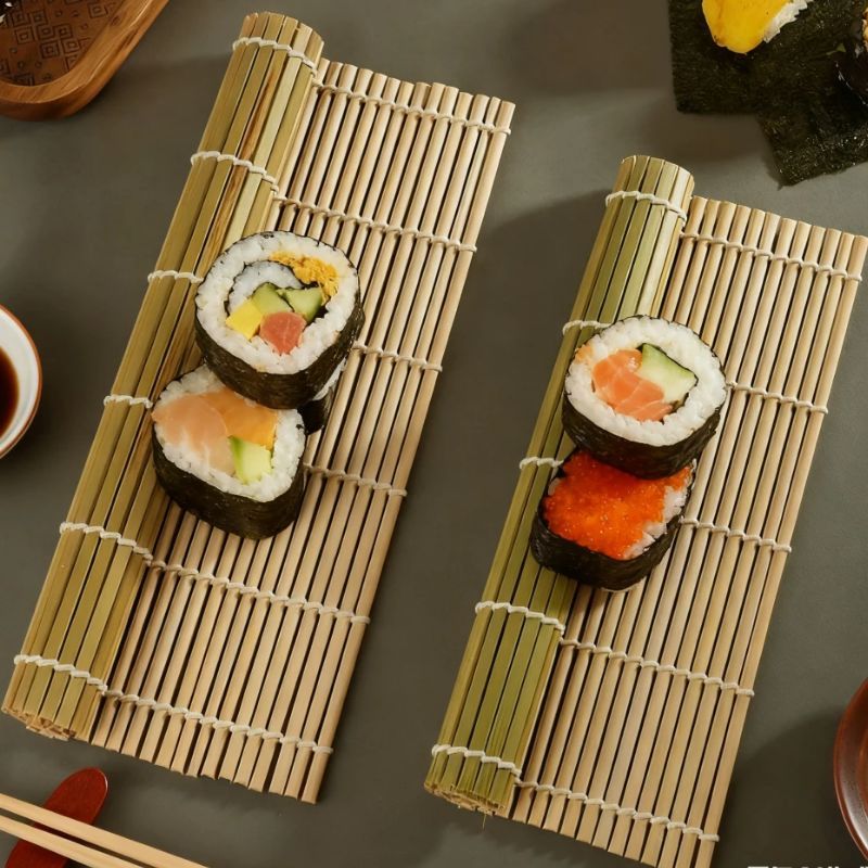 Natural Bamboo Sushi Mat Squar - Sushi Mat Bamboo avaliação e preço
