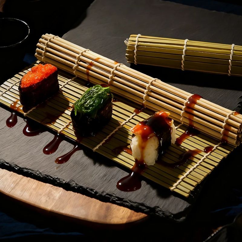 Natural Bamboo Sushi Mat Squar - Sushi Mat Bamboo avaliação e preço