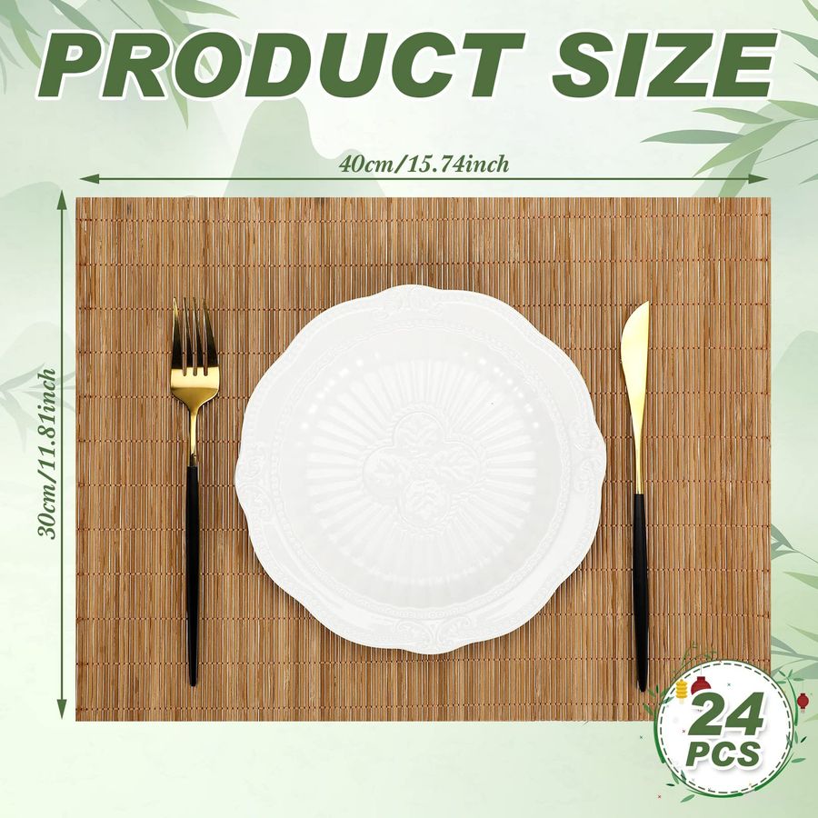 of 24 Bamboo Placemats 15.8x12 - Sushi Mat Bamboo avaliação e preço