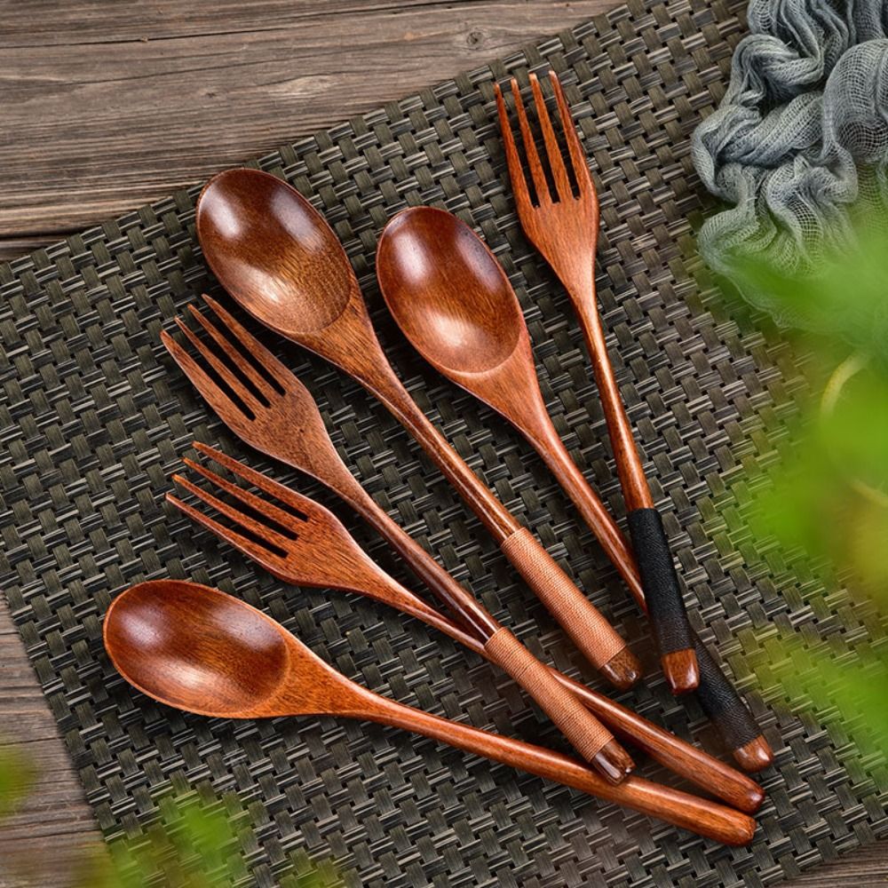 Natural Wooden Spoon Fork Dinn - Home Cooking Cookbook avaliação e preço
