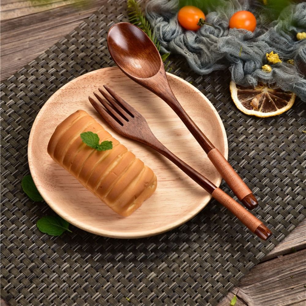 Natural Wooden Spoon Fork Dinn - Home Cooking Cookbook avaliação e preço