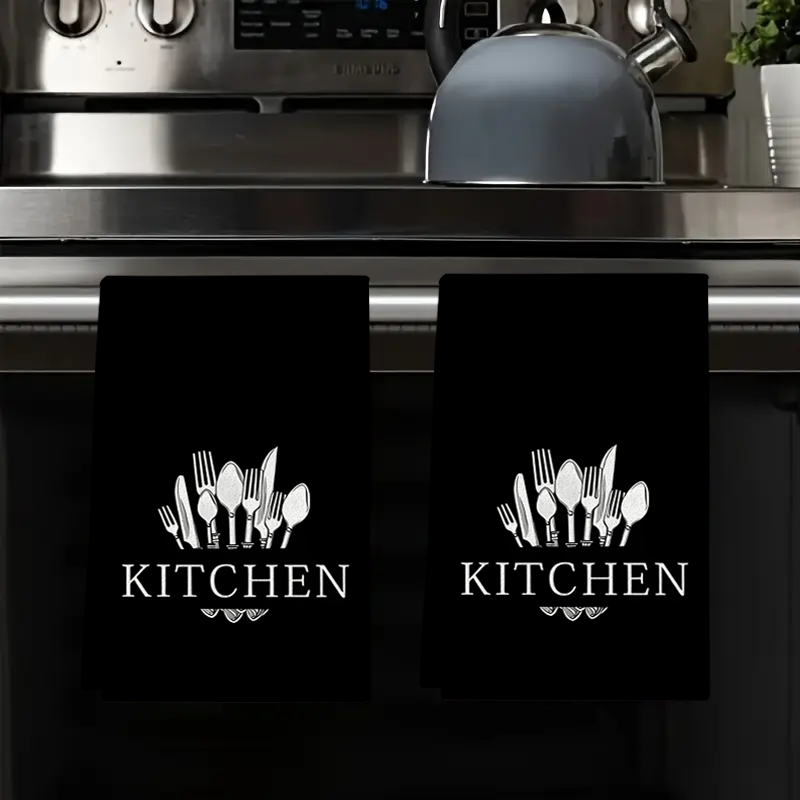 2Pcs, Black Lettered Kitchen T - Mom'S Home Cooking avaliação e preço
