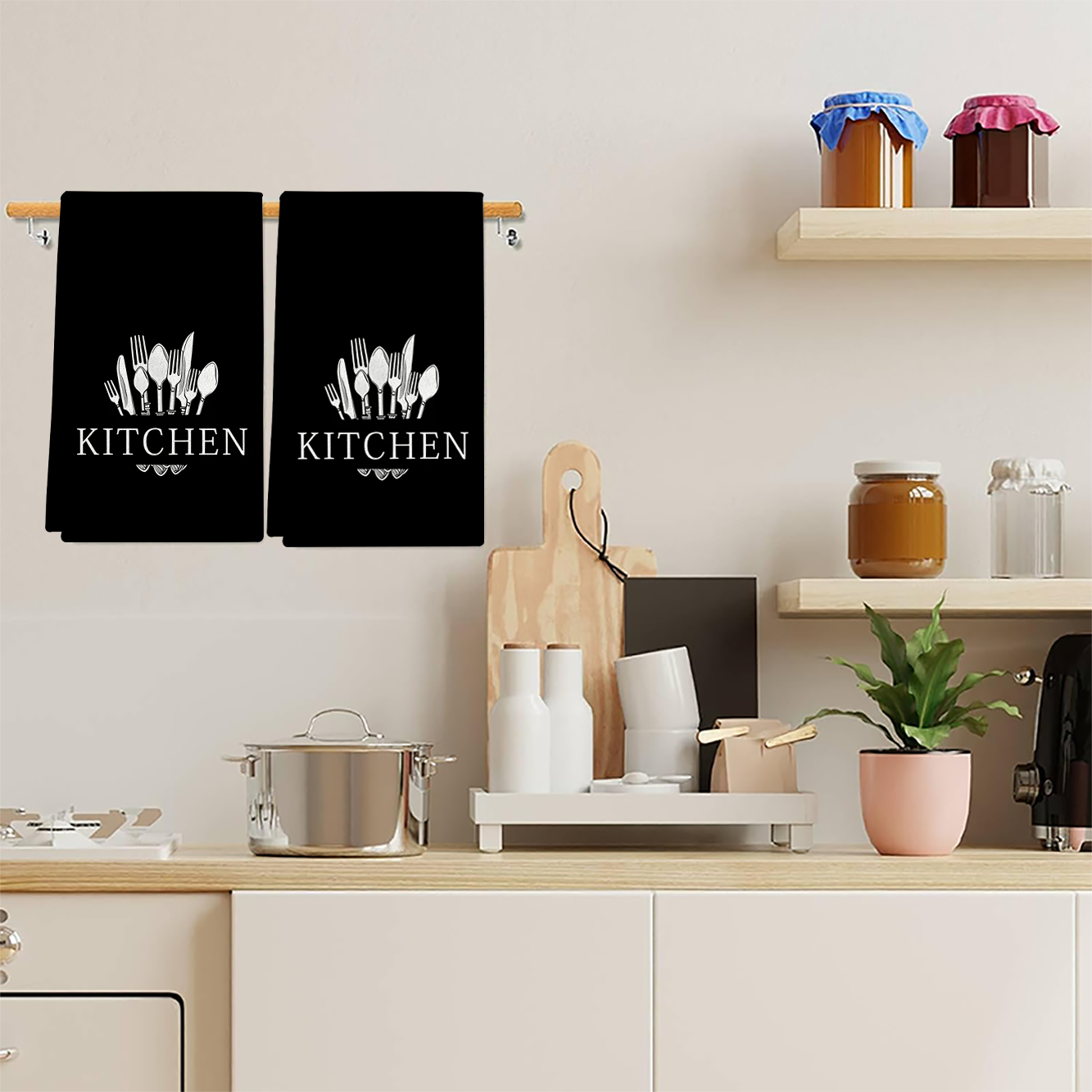 2Pcs, Black Lettered Kitchen T - Mom'S Home Cooking avaliação e preço