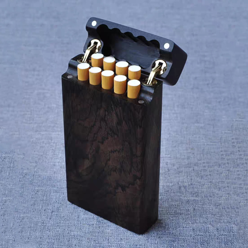 Ebony Flip Cigarette Case Port - Smoker Box Wood Chip avaliação e preço