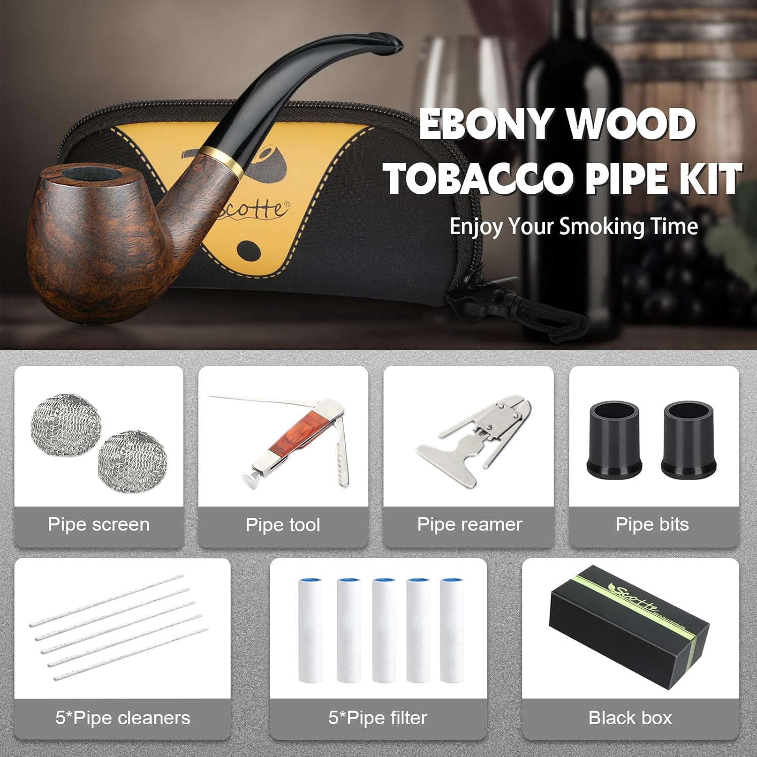 Tobacco Pipe Handmade Ebony Wo - Smoker Box Wood Chip avaliação e preço