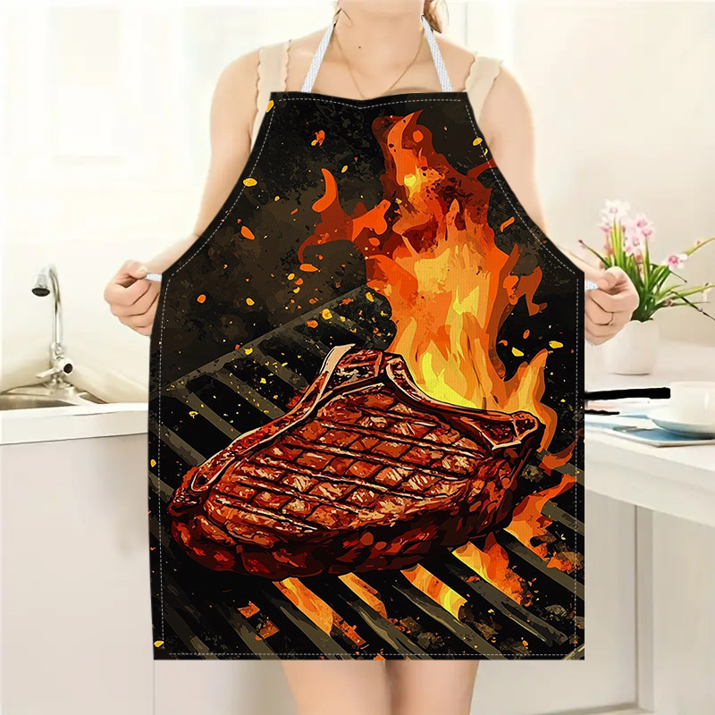 1pc BBQ Steak Apron with Flame - Home Cooking Ideas avaliação e preço
