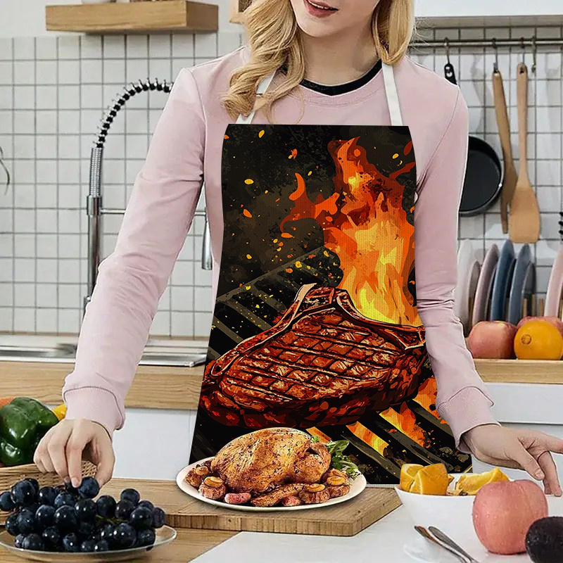 1pc BBQ Steak Apron with Flame - Home Cooking Ideas avaliação e preço