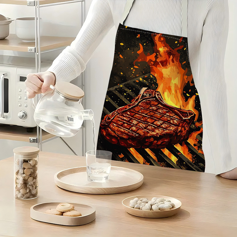 1pc BBQ Steak Apron with Flame - Home Cooking Ideas avaliação e preço
