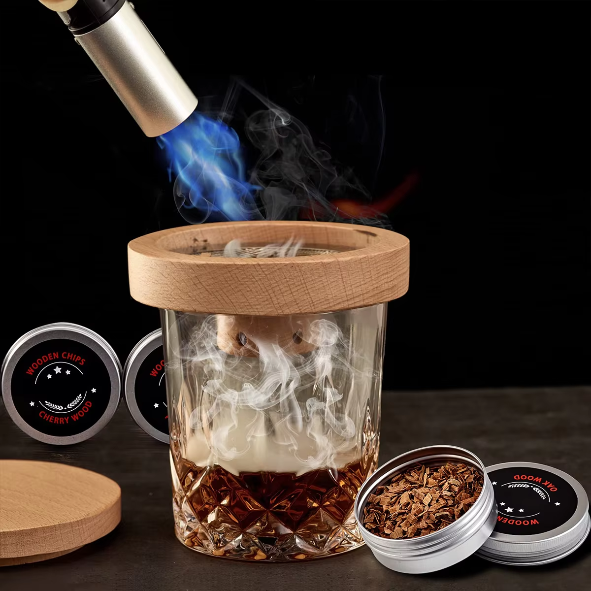 NEW Cocktail Smoker Set Bar Wo - Smoker Box Wood Chip avaliação e preço