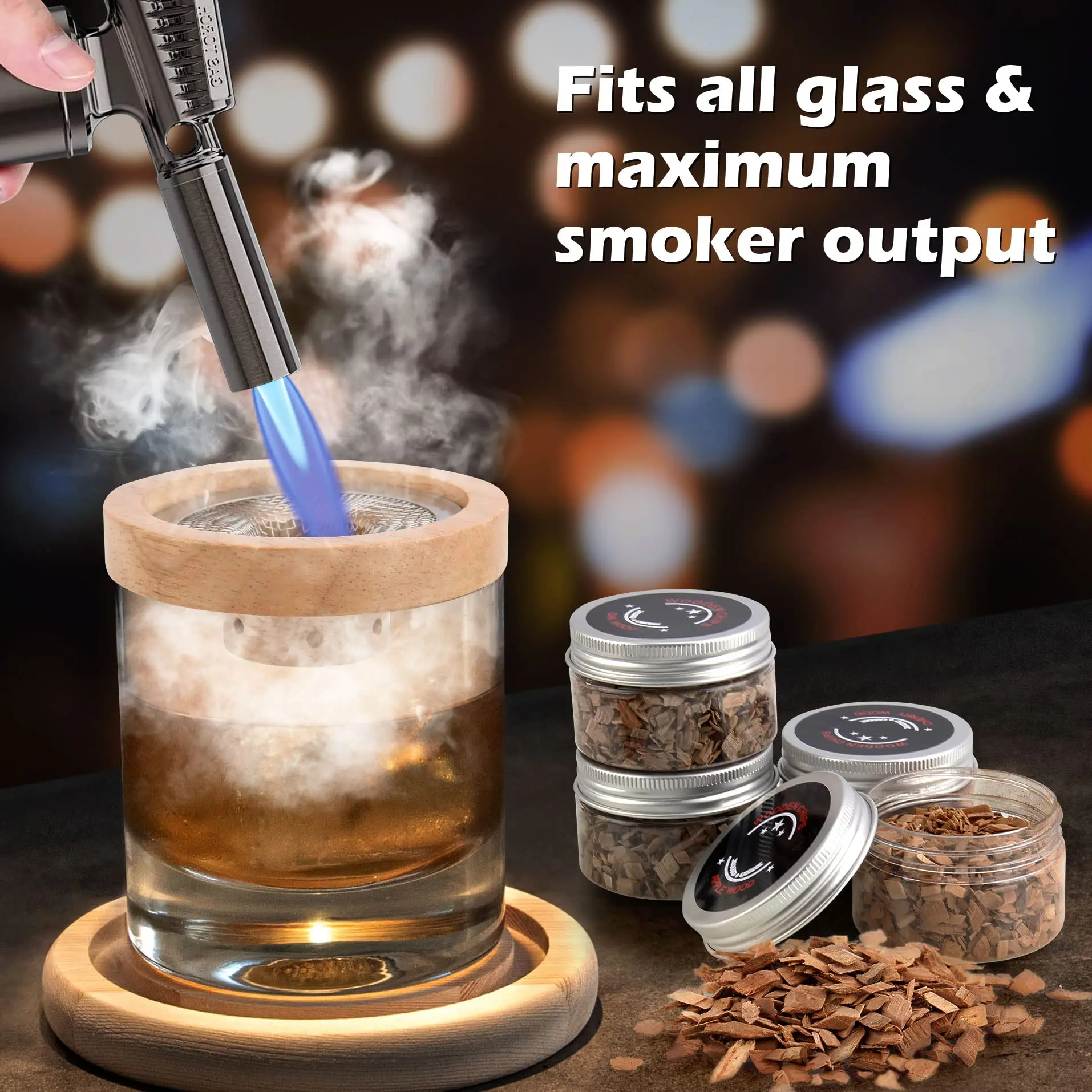 Cocktail Smoker Set Bar Wooden - Smoker Box Wood Chip avaliação e preço