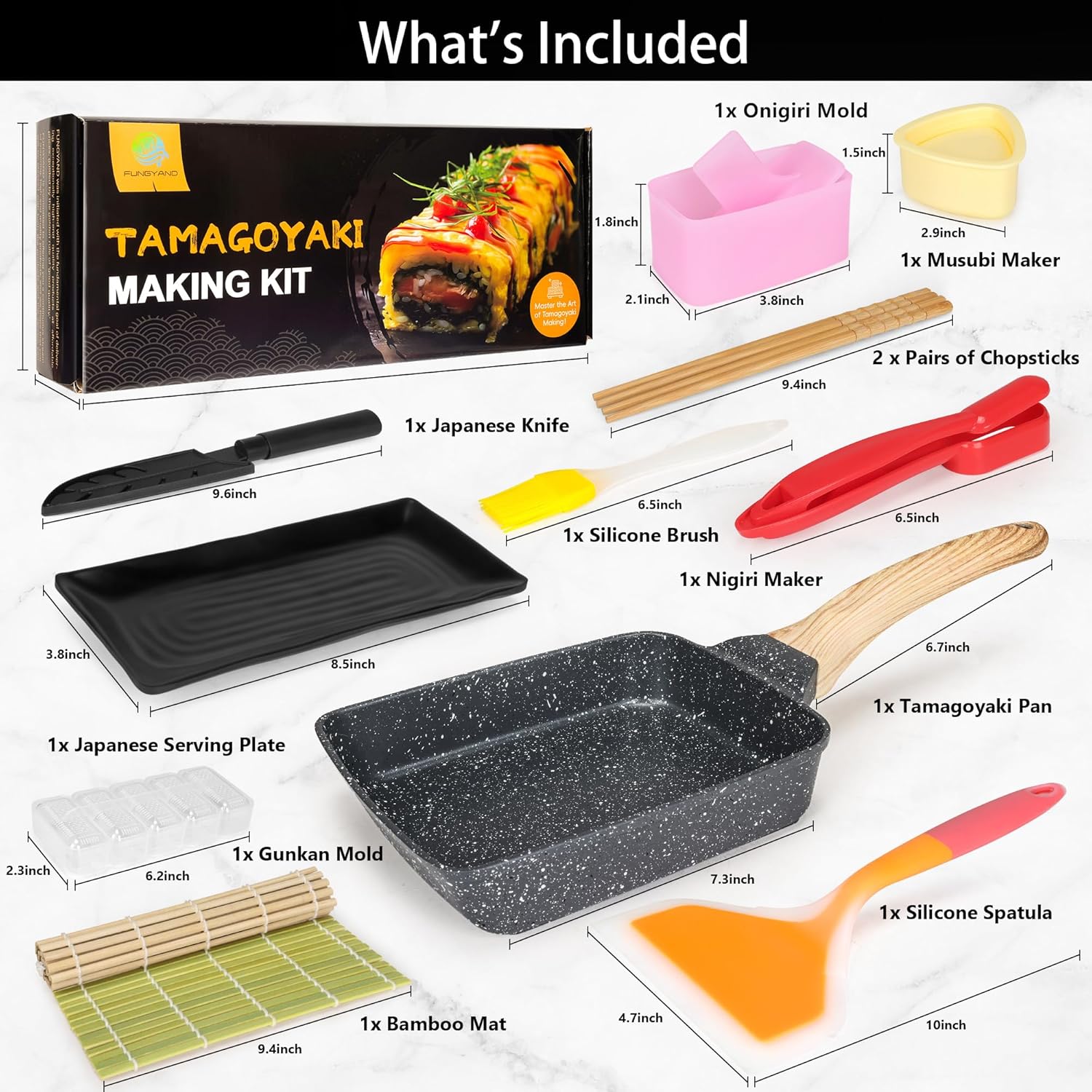 Japanese Omelette Pan Set with - Sushi Mat Bamboo avaliação e preço